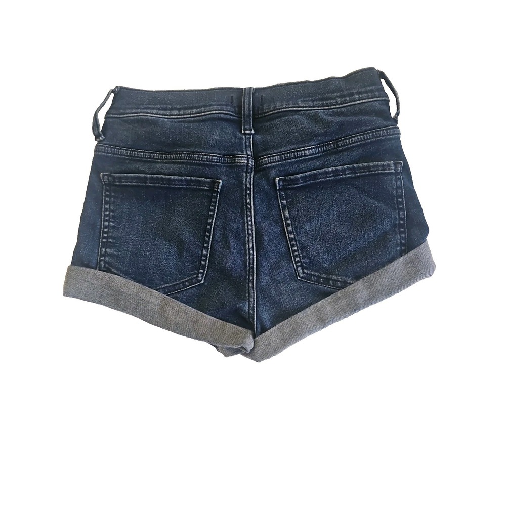 Express Jeans Denim Shorts Cuffed Dark Wash Stretch Casual Women's Size 0 - Picture 2 of 4